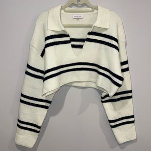 Stripped Cropped long Sleeve Sweater